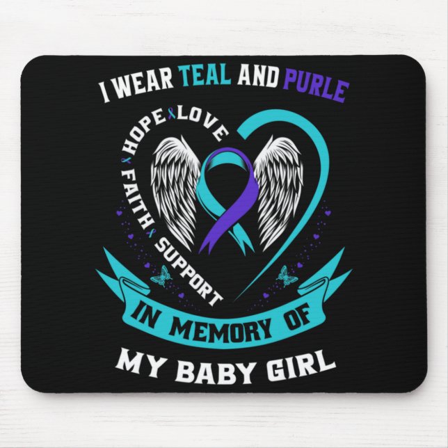 I Wear Teal And Purple By Suicide Awareness Ribbon Mousepad (Vorne)