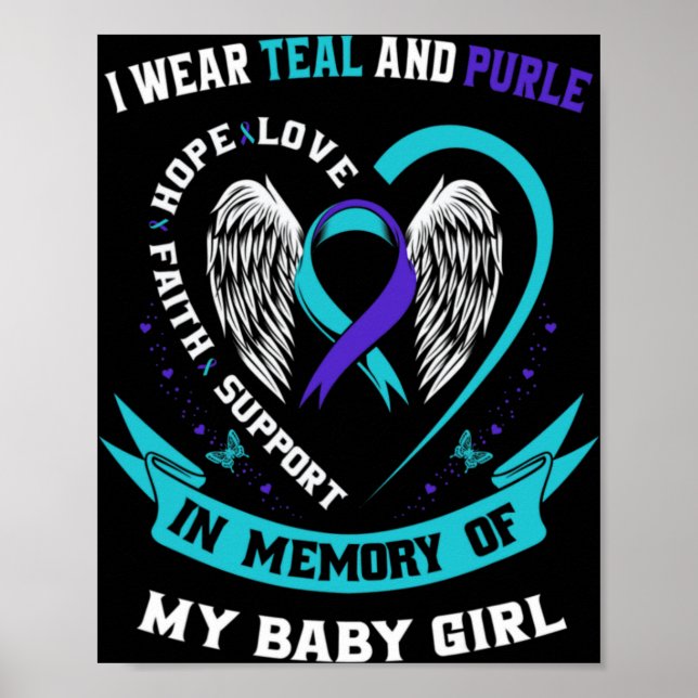 I Wear Teal And Purple Byby Suicide Prevention Awa Poster (Vorne)