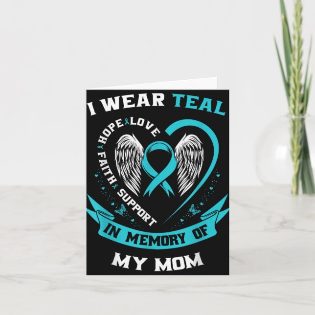 I Wear Teal For My Mom Ovarian Cancer Awareness Fa Karte (Vorderseite)