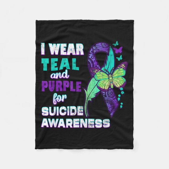 I Wear Teal Purple For Suicide Awareness You Women Fleecedecke (Vorderseite)