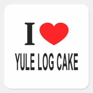I ❤️ WEIHNACHTEN LOG CAKE I LIEBE WEIHNACHTEN LOG QUADRATISCHER AUFKLEBER