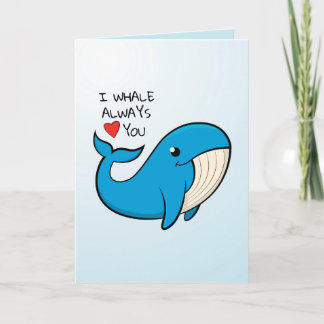 "I whale love you" Vrolijke blauwe walvis. Dankeskarte