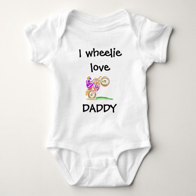 I Wheelie Liebe Daddy Motocross Baby Bodysuit Strampler (Vorderseite)