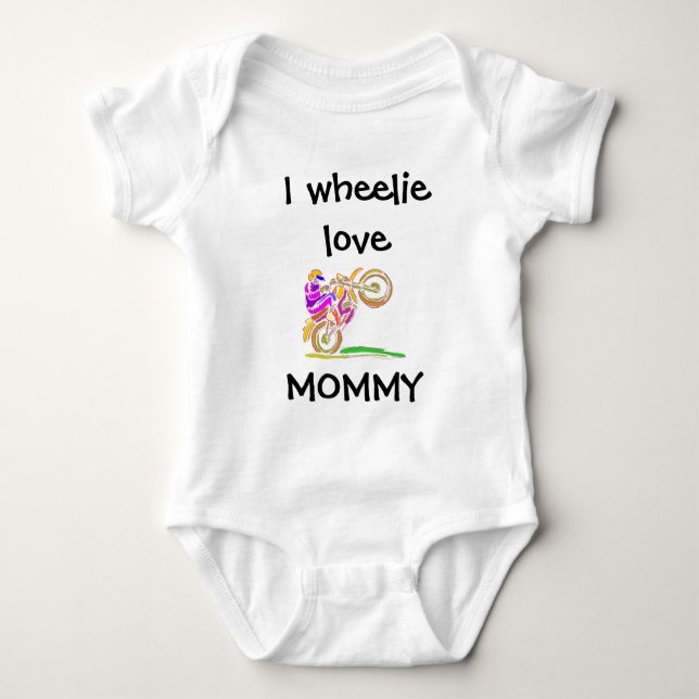 I Wheelie Liebe Mommy Motocross Baby Bodysuit Strampler (Vorderseite)