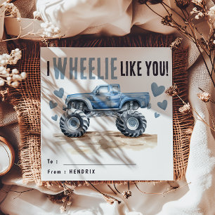 I Wheelie Like You Blaues Monster Truck Kinder Feiertagskarte