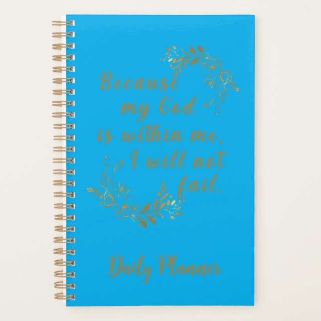 "I will not Versag" 5.5" x 8.5" Blue Daily Planner Planer (Vorderseite)