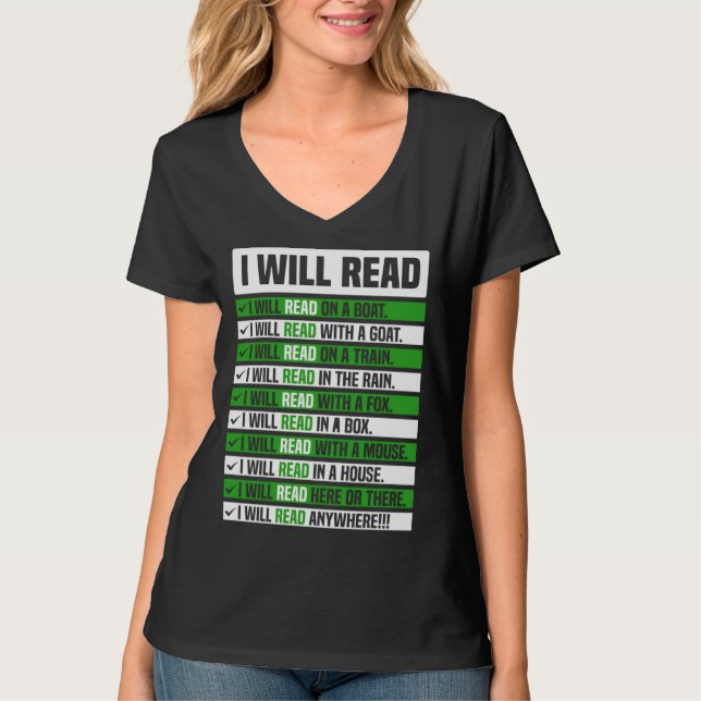 I Will Read Books On A Boat & Everywhere Reading   T-Shirt (Vorderseite)
