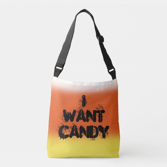 "I Woll Candy" Candy Corn Crossbody Bag Tragetaschen Mit Langen Trägern (Vorderseite)