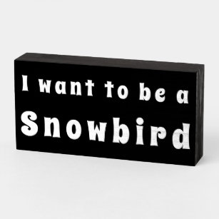 "I woll to be a Snowbird" Funny Wood Box Sign Holzkisten Schild