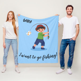 "I WOLL TO GO FISCHING" BLANKET FÜR JUNGEN FLEECEDECKE