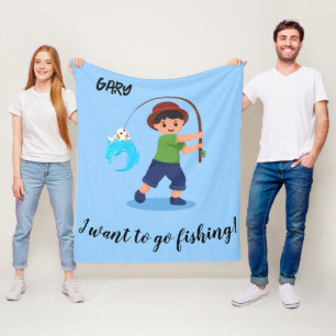 "I WOLL TO GO FISCHING" BLANKET FÜR JUNGEN FLEECEDECKE