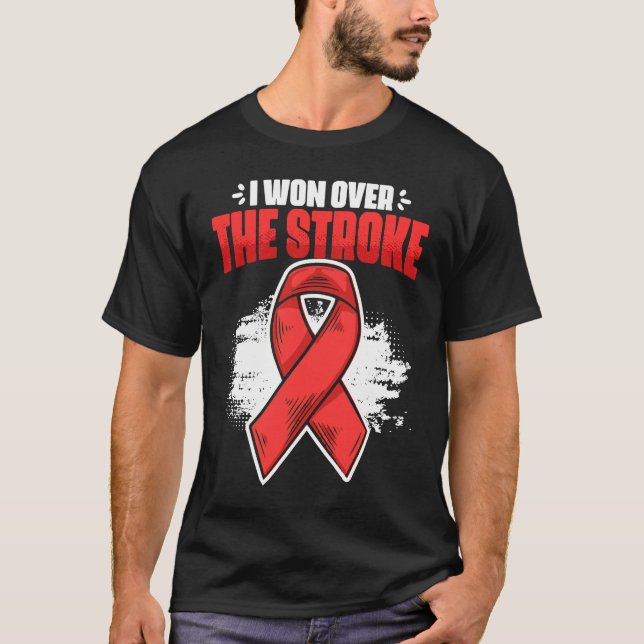 I Won Over Stroke Survivor Red Ribbon Stroke Aware T-Shirt (Vorderseite)