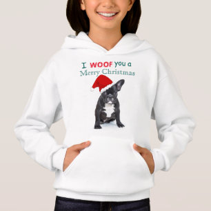 "I Woof You a Frohe Christmas" Niedlicher Welpe Hoodie