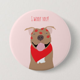 I Woof you American Bulldog Kiss Marks Button