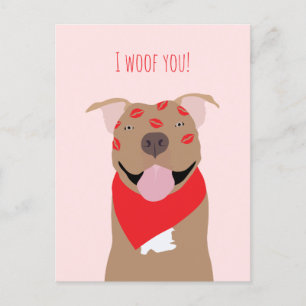 I Woof you American Bulldog Kiss Marks Feiertagspostkarte
