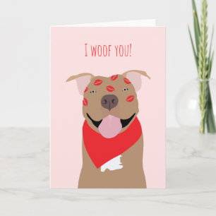 I Woof you American Bulldog Kiss Marks Karte