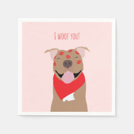 I Woof you American Bulldog Kiss Marks Serviette