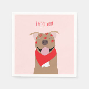 I Woof you American Bulldog Kiss Marks Serviette