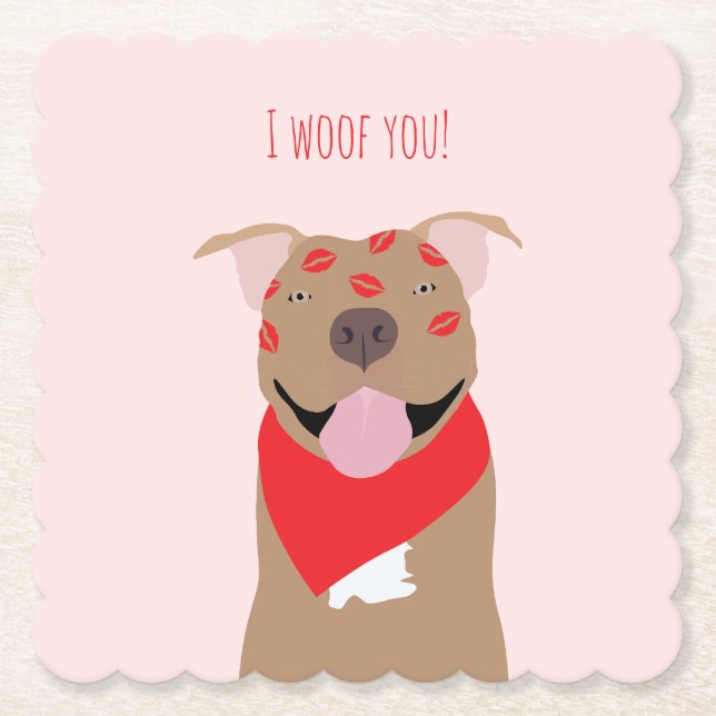 I Woof you American Bulldog Kiss Marks Untersetzer (Vorderseite)