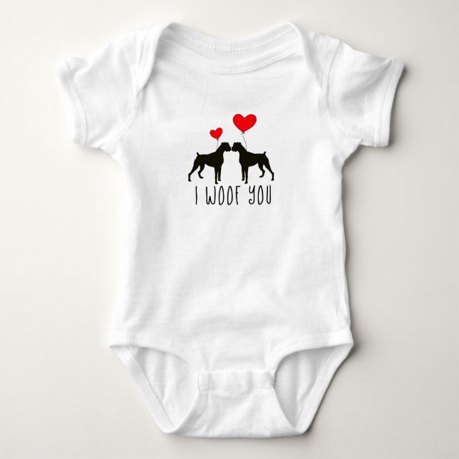 I Woof You - Boxer Hundeshirt für Babys Baby Strampler (Vorderseite)