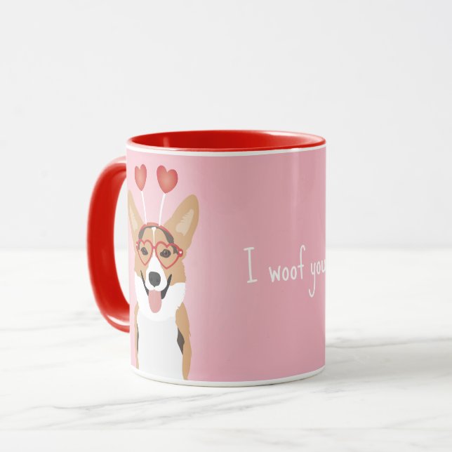 I Woof You Corgi Valentines Dog Tasse (Vorderseite Links)