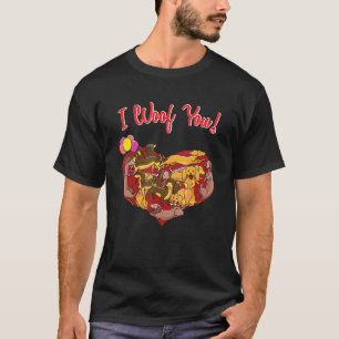 I Woof you Dackel Hund Herzgestalt Valentines Da T-Shirt