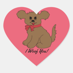 I Woof You Dog Herz-Aufkleber