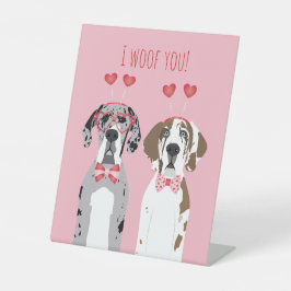 I Woof you Great Dane Hunde Pink Red Sockelschild