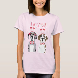 I Woof you Great Dane Hunde Pink Red T-Shirt