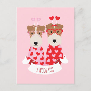 i Woof You Valentine Welsh Terrier Dogs Feiertagspostkarte