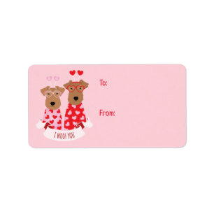 i Woof You Valentine Wire Fox Terrier Dogs Adressaufkleber