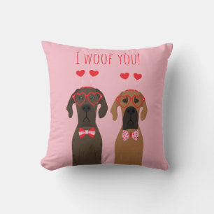 I Woof You Valentinstag Great Dane Hunde Kissen