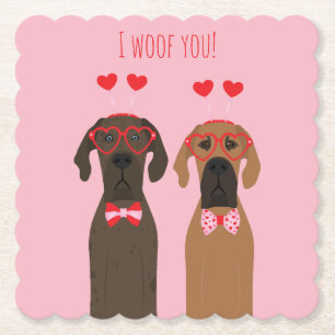 I Woof You Valentinstag Great Dane Hunde Untersetzer