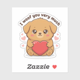 I Woof You Very Much Cute Dog Puppy Valentine  Aufkleber