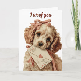 I woof you Vintage Pup Valentine's Day Karte