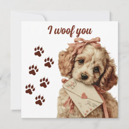 I woof you Vintage Pup Valentine's Day Karte