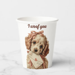 I woof you Vintage Pup Valentine's Day Pappbecher