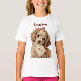I woof you Vintage Pup Valentine's Day T-Shirt