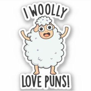 I Wooly Liebe Puns Funny Sheep Puff Aufkleber