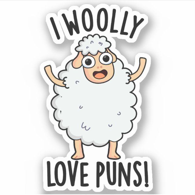 I Wooly Liebe Puns Funny Sheep Puff Aufkleber (Vorderseite)