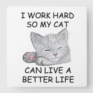 I Work Hard Quadratische Wanduhr