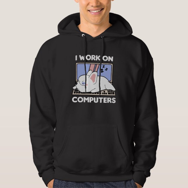 I Work On Computers Frenchie French Bulldog  Dog Hoodie (Vorderseite)
