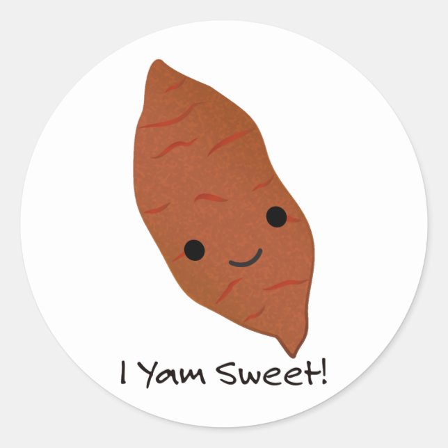 I Yam Sweet Niedlich kawaii Sweet Potato Runder Aufkleber (Vorderseite)