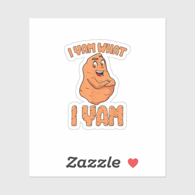 I Yam Was ich Yam Sweet Potato Funny Erntedank Aufkleber (Blatt)