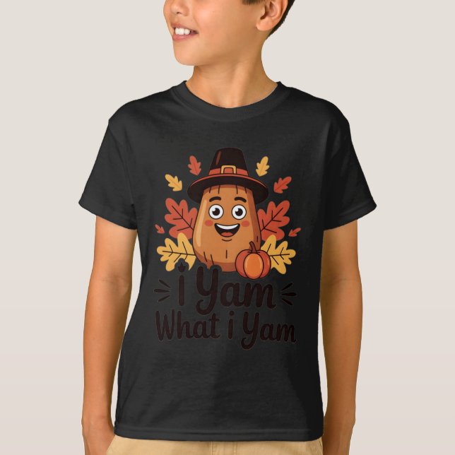 I Yam What I Yam Clic Thanksgiving Yam With Hat Lo T-Shirt (Vorderseite)