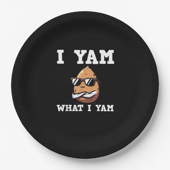 I Yam What I Yam Humour V-Neck Pappteller (Vorderseite)