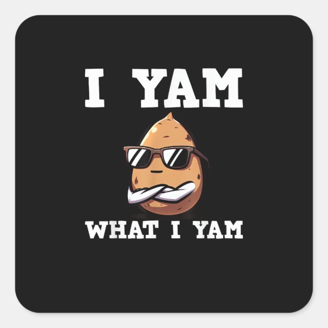 I Yam What I Yam Humour V-Neck Quadratischer Aufkleber (Vorderseite)