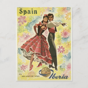 Iberia-Reise im Vintage-Stil Postkarte