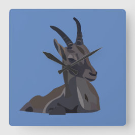 Ibex Animal Goat Quadratische Wanduhr
