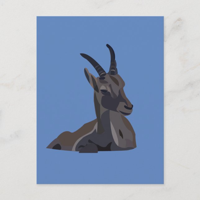 Ibex Goat Animal Art Goat Postkarte (Vorderseite)